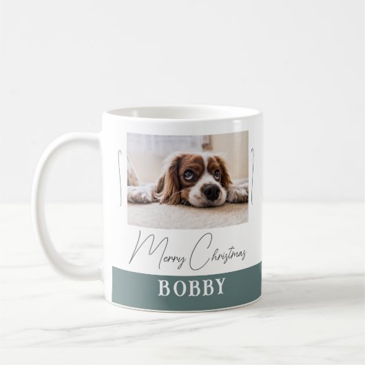 Dog Photo Minimalist Merry Kerstmis Koffiemok (Links)