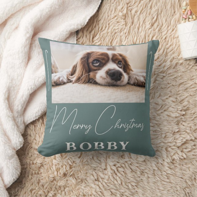 Dog Photo Minimalist Merry Kerstmis Kussen (Deken)