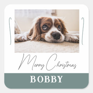 Dog Photo Minimalist Merry Kerstmis Vierkante Sticker