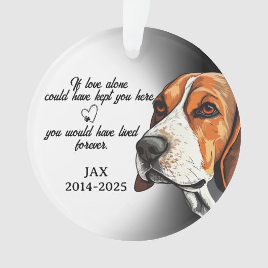 Dog Photo Ornament, Dog Memorial, Beagle. Ornament (voorkant)
