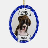 Dog Photo Ornament in Blue (Rechts)