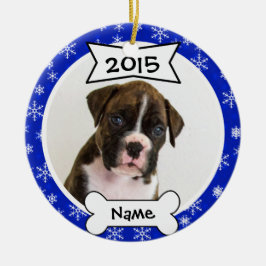Dog Photo Ornament in Blue