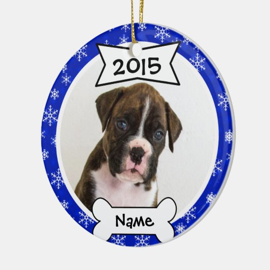 Dog Photo Ornament in Blue (Links)