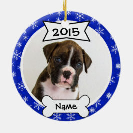 Dog Photo Ornament in Blue