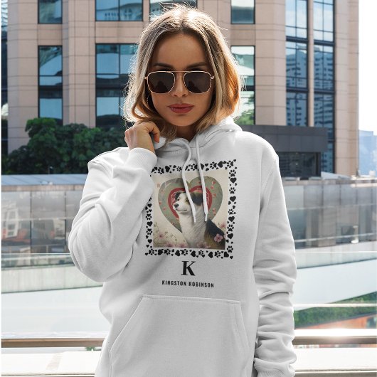 Dog Photo Paws Prints Monogram & Naam Gepersonalis Hoodie