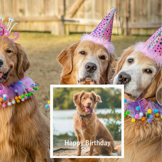 Dog Photo Personalized Birthday Cocktail Servet