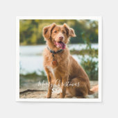 Dog Photo Personalized Merry Christmas Cocktail Servet (Voorkant)