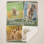 Dog Photo Pet Collage Olive Green Personalized Sherpa Deken (Voorkant)