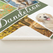 Dog Photo Pet Collage Olive Green Personalized Sherpa Deken (3/4)