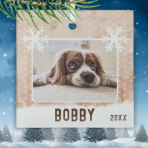 Dog Photo Pet Name Snowflake Waterverf Kerstmis