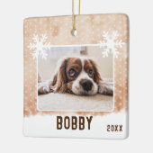 Dog Photo Pet Name Snowflake Waterverf Kerstmis Keramisch Ornament (Links)