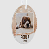 Dog Photo Pet Name Snowflake Waterverf Kerstmis Ornament (voorkant)