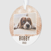 Dog Photo Pet Name Snowflake Waterverf Kerstmis Ornament (voorkant)