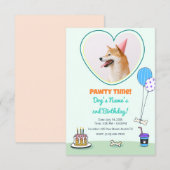 Dog Photo Pet Pawty Birthday Party Design Theme Kaart (Voorkant / Achterkant)