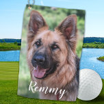 Dog Photo - Pet Photo Dog Dad Hondenliefhebber Golfhanddoek<br><div class="desc">Twee van je favoriete dingen,  golf en je hond! Nu kun je je beste vriend meenemen terwijl je 18 holes speelt. Pas deze golfhanddoek aan met uw honden favoriete foto en naam. Geweldig cadeau voor alle golfen en hondenliefhebbers,  van de hond!</div>