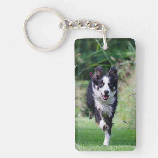 Dog Photo Rainbow Bridge Pet Loss Memorial Sleutelhanger (Voorkant)