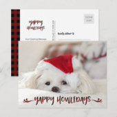 Dog Photo Red Buffalo Check Script YAPPY HOWLIDAYS Feestdagenkaart (Voorkant / Achterkant)