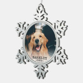 Dog Photo Snowflake Pewter-kerstversiering Tin Sneeuwvlok Ornament (Rechts)