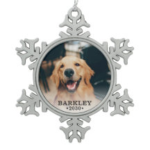 Dog Photo Snowflake Pewter-kerstversiering