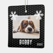 Dog Photo Snowflakes Black Pet Name Keramisch Ornament (Links)