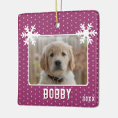 Dog Photo Snowflakes Paarse Pet Name Kerstmis Keramisch Ornament (Links)