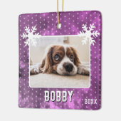 Dog Photo Snowflakes Paarse Pet Name Kerstmis Keramisch Ornament (Links)