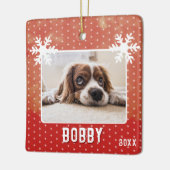 Dog Photo Snowflakes Red Pet Name Kerstmis Keramisch Ornament (Links)