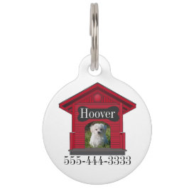 Dog Photo Upload Dog House w Bone ID Label Huisdierpenning