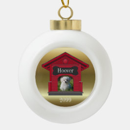 Dog Photo Upload Dog House w Bone Kerstmis Ceram Keramische Bal Ornament