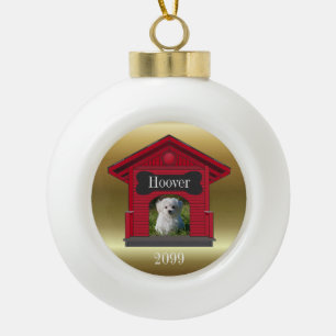 Dog Photo Upload Dog House w Bone Kerstmis Ceram Keramische Bal Ornament