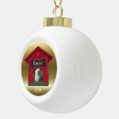 Dog Photo Upload Dog House w Bone Kerstmis Ceram Keramische Bal Ornament (Rechts)