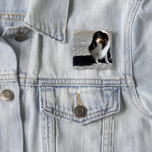 Dog Photo Vierkante Button 5,1 Cm (In situ)