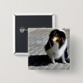 Dog Photo Vierkante Button 5,1 Cm (Voorkant /achterkant)