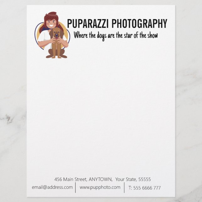 Dog Photography Business Custom Briefhoofd (Voorkant)