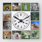 Dog Photos Collage op witte achtergrond Vierkante Klok (Voorkant)