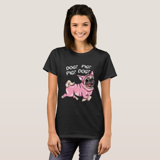 Dog Pig Pug Beide Funny Connection van T-shirt (Voorkant volledig)