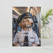 Dog Pilot & Airplane, Cool Funny Aviation Birthday Kaart (Staand voorkant)