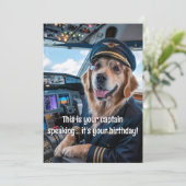 Dog Pilot & Airplane Photo Funny Aviation Birthday Kaart (Staand voorkant)