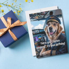 Dog Pilot & Airplane Photo Funny Aviation Birthday Kaart