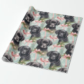 Dog Pink and Blue Holiday Black Lab Puppies Cadeaupapier (Uitgerold)