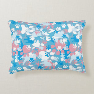 Dog Pink en Blue Camouflage Pattern Accent Kussen