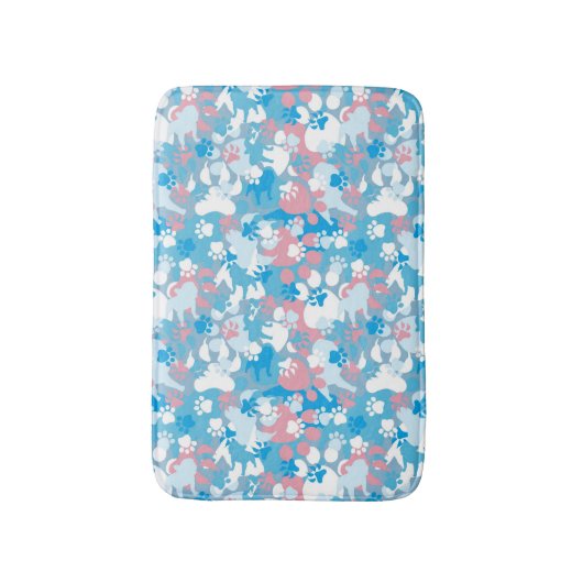 Dog Pink en Blue Camouflage Pattern Badmat (Voorkant Verticaal)