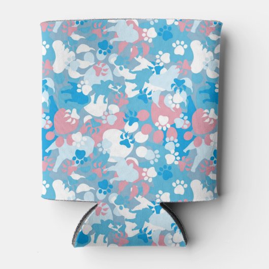 Dog Pink en Blue Camouflage Pattern Blikjeskoeler (Voorkant)