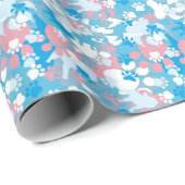 Dog Pink en Blue Camouflage Pattern Cadeaupapier (Rol Hoek)