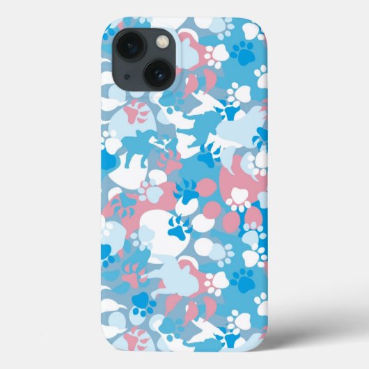 Dog Pink en Blue Camouflage Pattern Case-Mate iPhone Case (Achterkant)