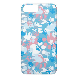 Dog Pink en Blue Camouflage Pattern Case-Mate iPhone Case