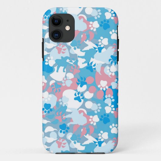 Dog Pink en Blue Camouflage Pattern Case-Mate iPhone Case (Achterkant)
