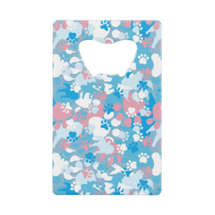 Dog Pink en Blue Camouflage Pattern Creditkaart Flessenopener
