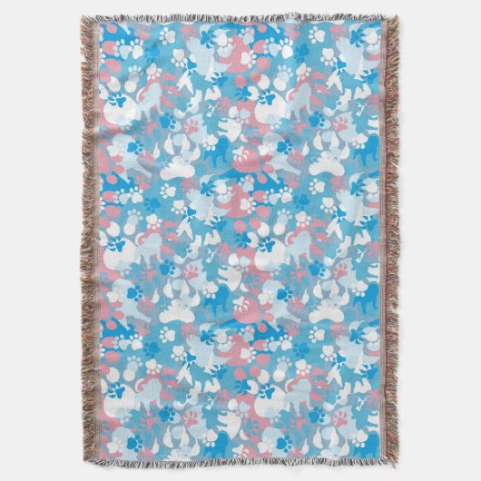 Dog Pink en Blue Camouflage Pattern Deken (Voorkant Verticaal)