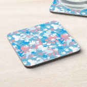 Dog Pink en Blue Camouflage Pattern Drankjes Onderzetter (Linkerzijde)